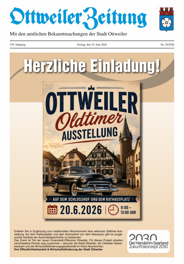 Ottweiler Zeitung Titelblatt 25/2026