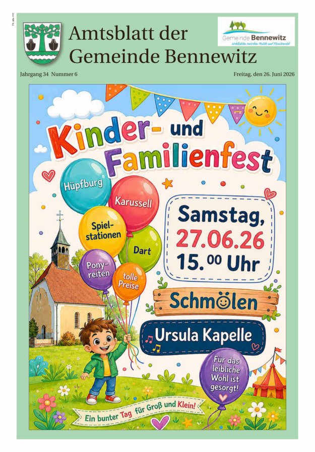 Amtsblatt der Gemeinde Bennewitz Titelblatt 06/2026