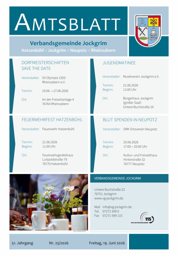 Amtsblatt VG Jockgrim Titelblatt 25/2026