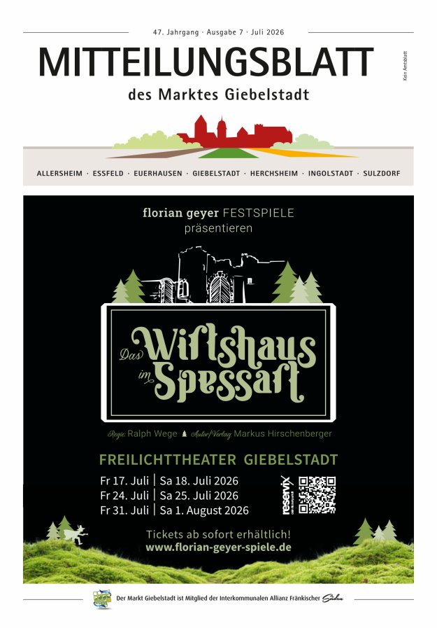 Mitteilungsblatt des Marktes Giebelstadt Titelblatt 07/2026
