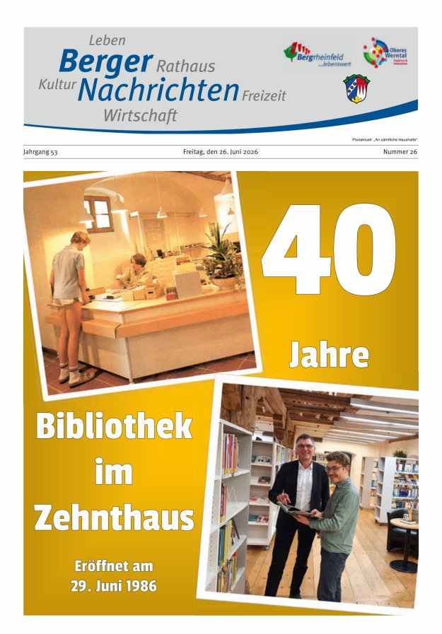 Berger Nachrichten, Bergrheinfeld Titelblatt 26/2026