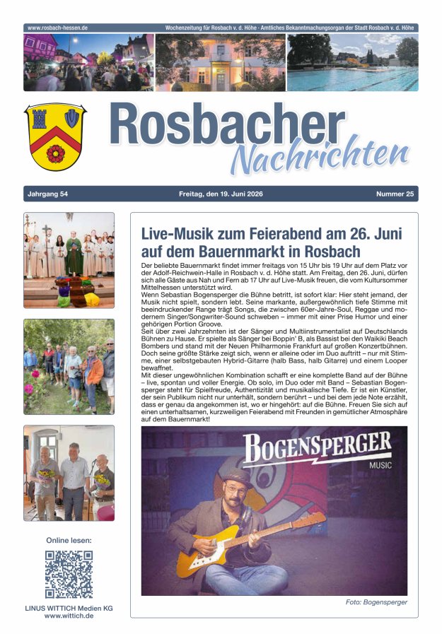 Rosbacher Nachrichten Titelblatt 25/2026