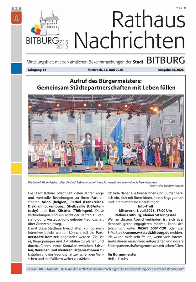 Rathaus-Nachrichten Bitburg Titelblatt 26/2026