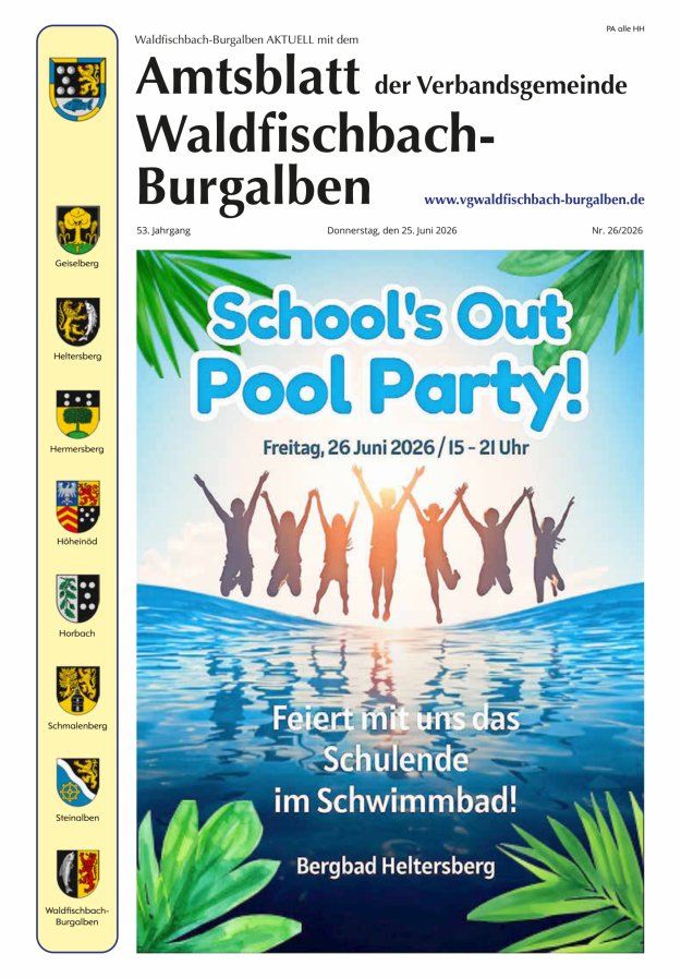 Amtsblatt der Verbandsgemeinde Waldfischbach-Burgalben Titelblatt 26/2026