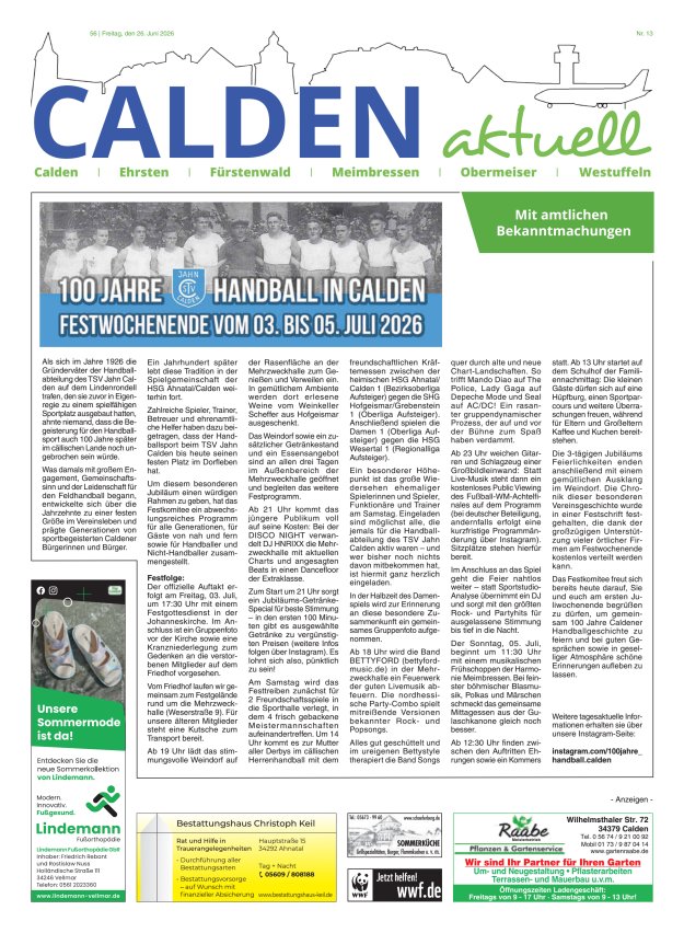 Calden aktuell Titelblatt 13/2026