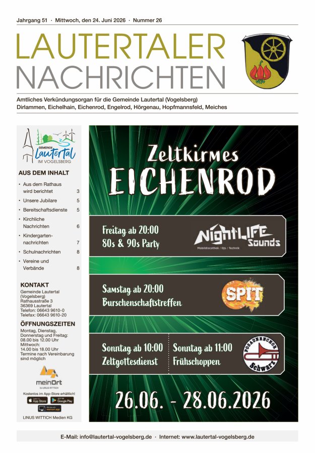 Lautertaler Nachrichten Titelblatt 26/2026