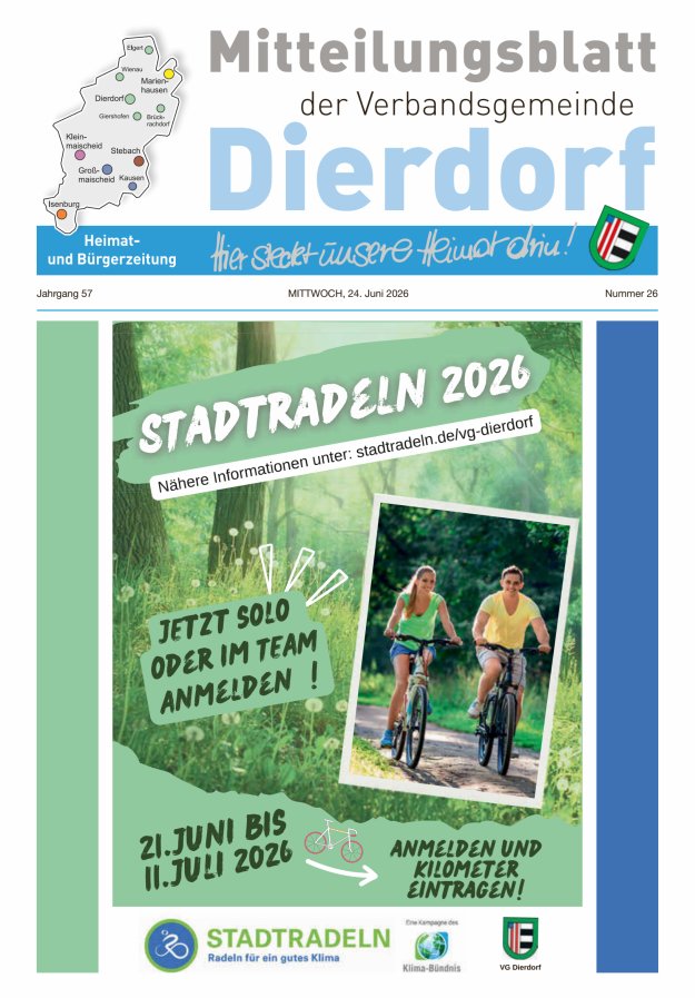 Mitteilungsblatt der Verbandsgemeinde Dierdorf Titelblatt 26/2026