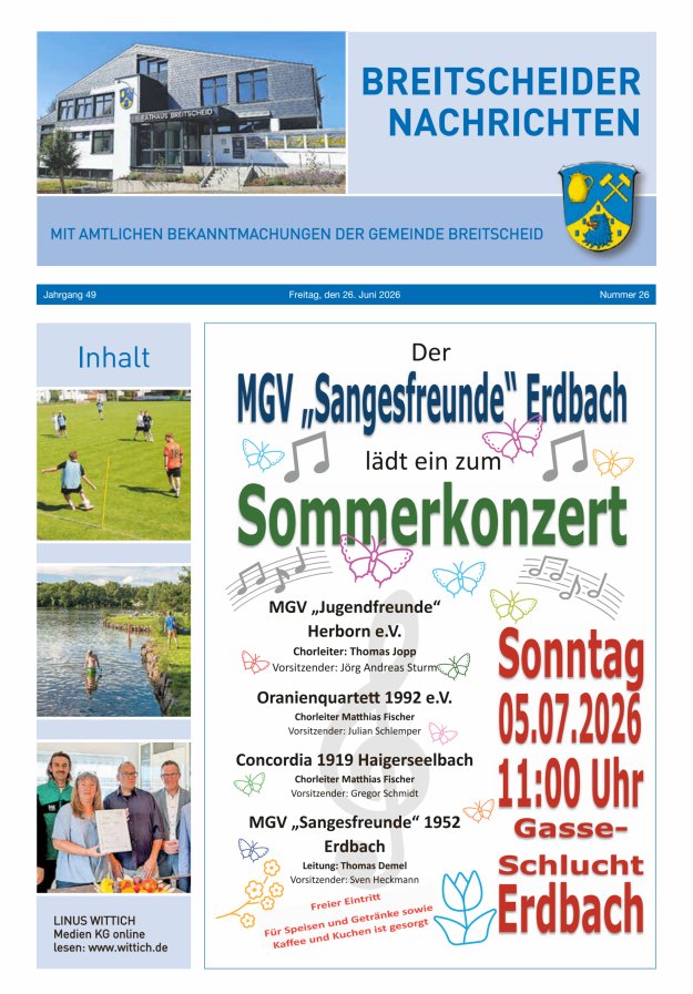 Breitscheider Nachrichten Titelblatt 26/2026