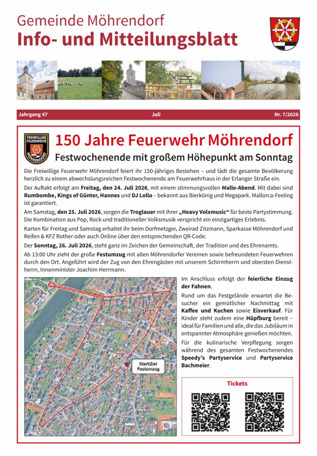 Amts- und Mitteilungsblatt Gemeinde Möhrendorf Titelblatt 07/2026