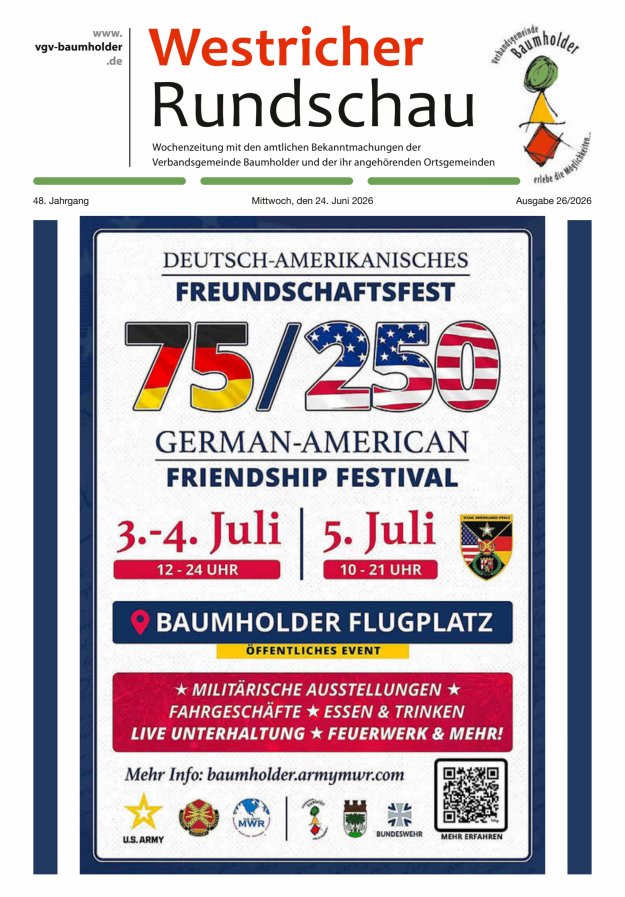 Westricher Rundschau VG Baumholder Titelblatt 26/2026