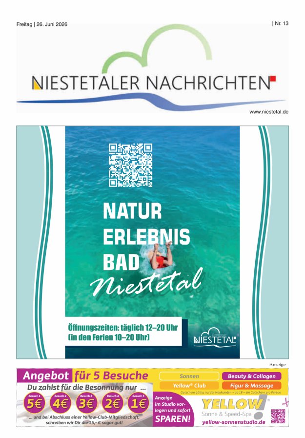 Niestetaler Nachrichten Titelblatt 13/2026