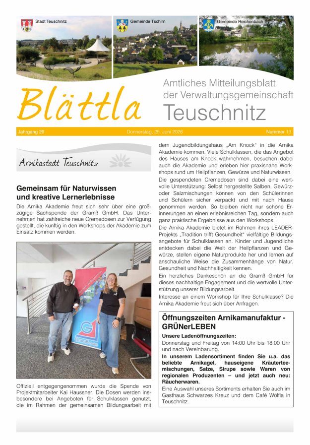 VG-Nachrichten Teuschnitz Titelblatt 13/2026
