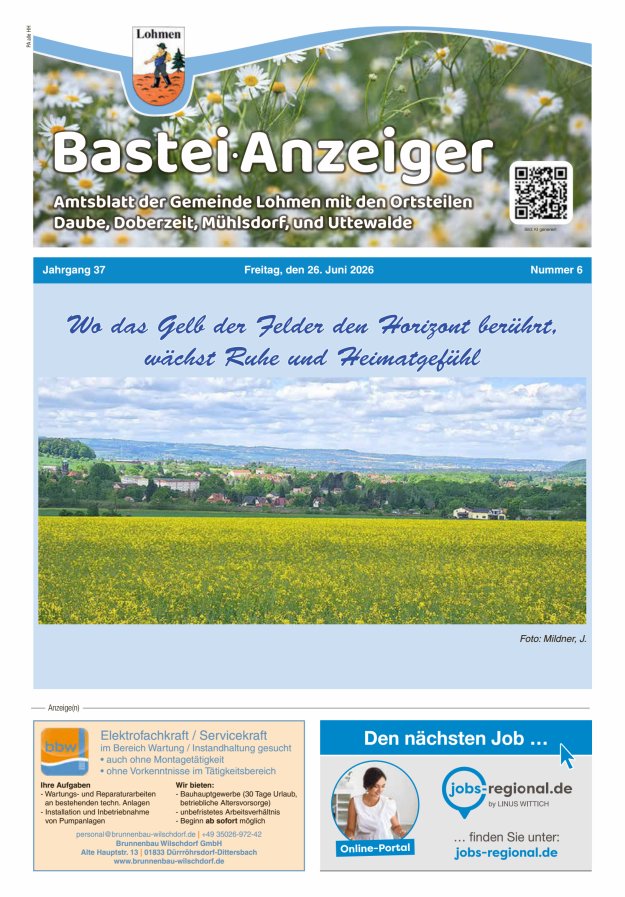 Bastei-Anzeiger - Amtsblatt der Gemeinde Lohmen mit den Ortsteilen Titelblatt 06/2026