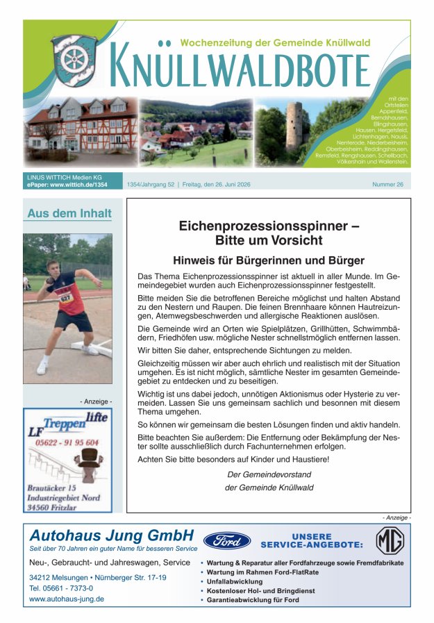 Knüllwaldbote Titelblatt 26/2026