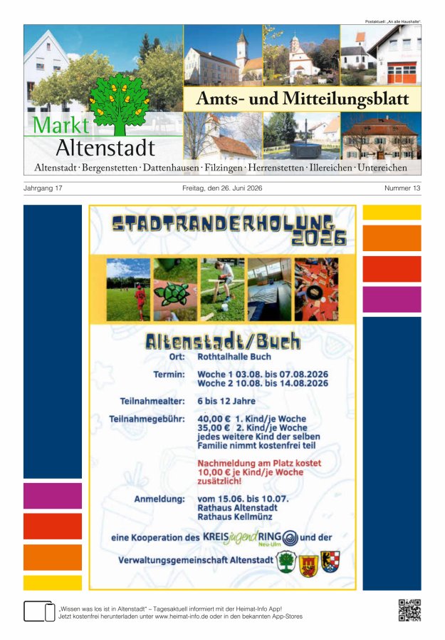 Amts- und Mitteilungsblatt des Marktes Altenstadt Titelblatt 13/2026