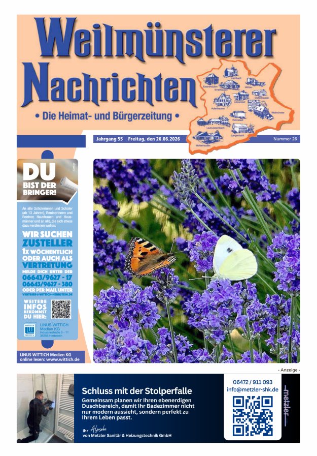 Weilmünsterer Nachrichten Titelblatt 26/2026