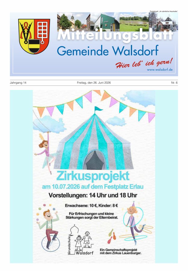 Mitteilungsblatt Gemeinde Walsdorf Titelblatt 06/2026