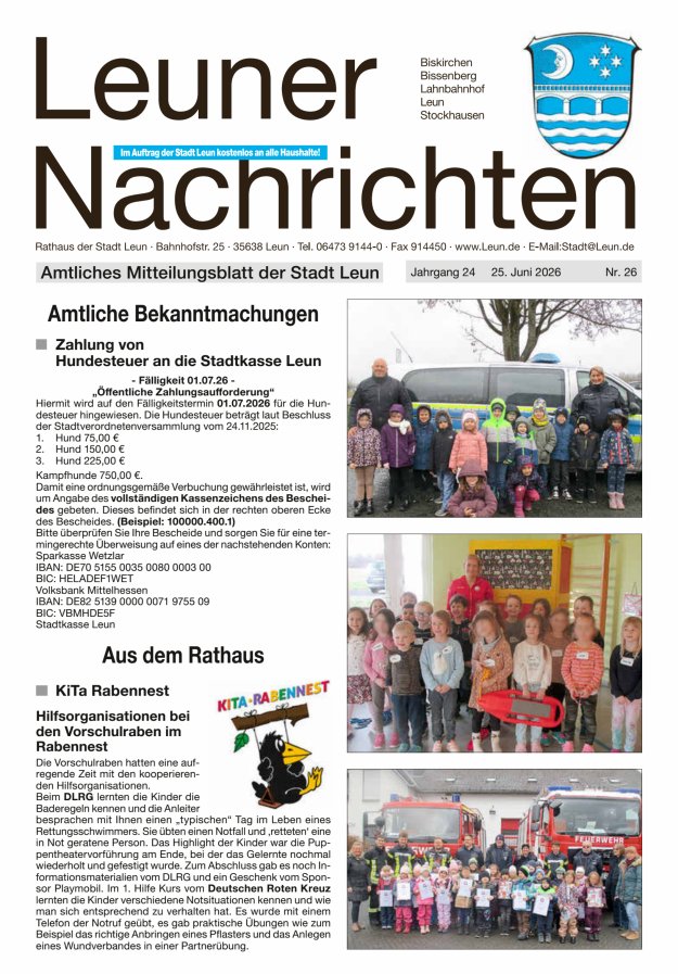 Leuner Nachrichten Titelblatt 26/2026