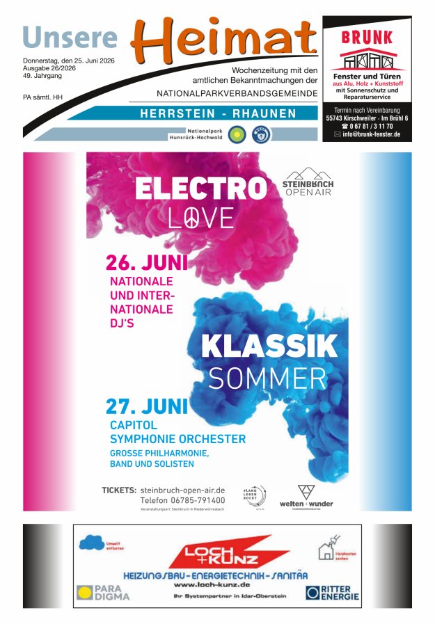 Unsere Heimat VG Herrstein-Rhaunen Titelblatt 26/2026