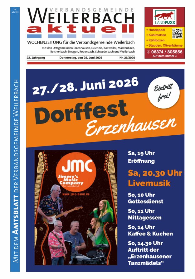 Verbandsgemeinde Weilerbach aktuell Titelblatt 26/2026