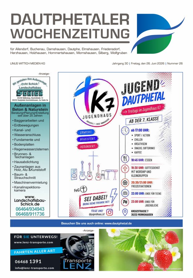 Dautphetaler Wochenzeitung Titelblatt 26/2026
