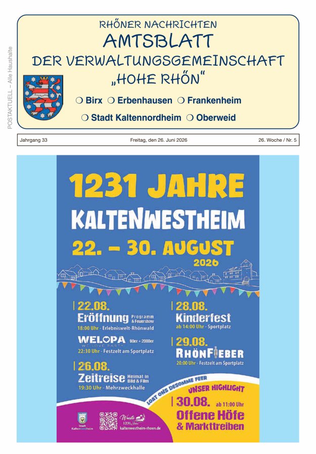 Rhöner Nachrichten Titelblatt 05/2026