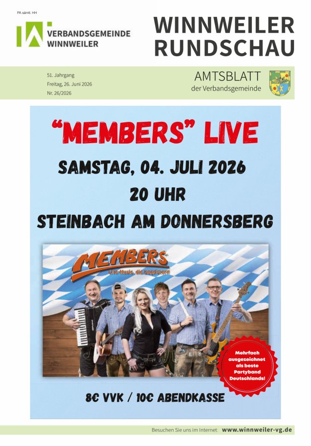 Winnweiler Rundschau Titelblatt 26/2026