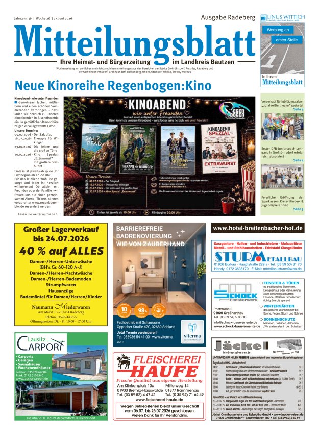Mitteilungsblatt LK Bautzen Ausgabe Radeberg Titelblatt 13/2026