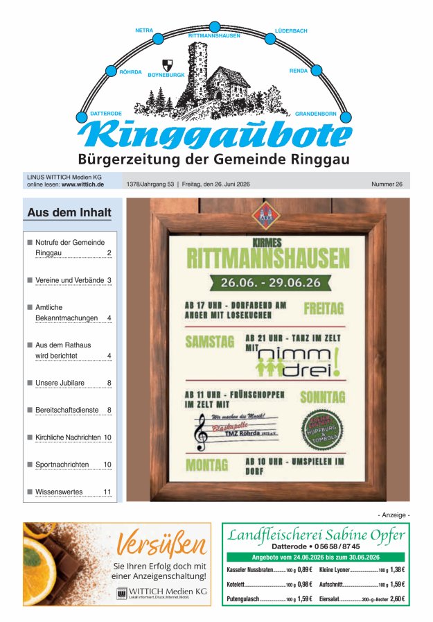 Ringgaubote Titelblatt 26/2026