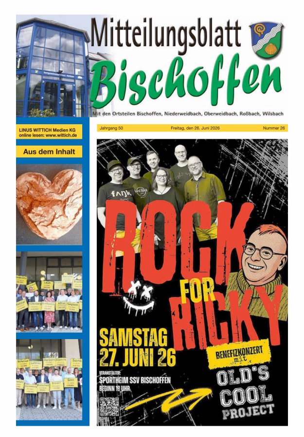 Mitteilungsblatt für die Gemeinde Bischoffen Titelblatt 26/2026