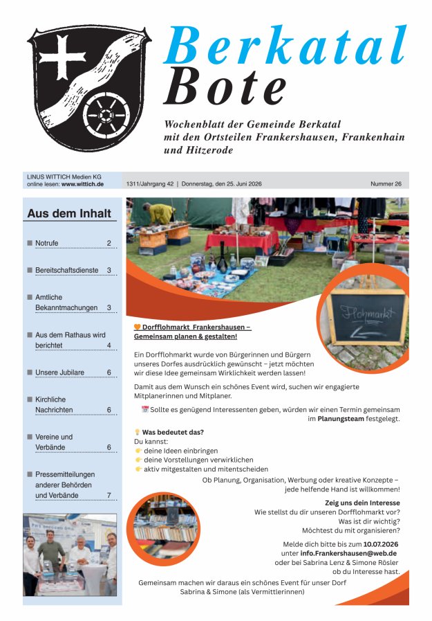 Berkatal Bote Titelblatt 26/2026
