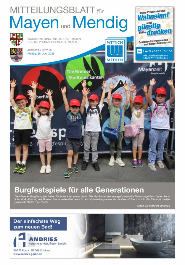 Mitteilungsblatt für Mayen und Mendig Titelblatt 26/2026