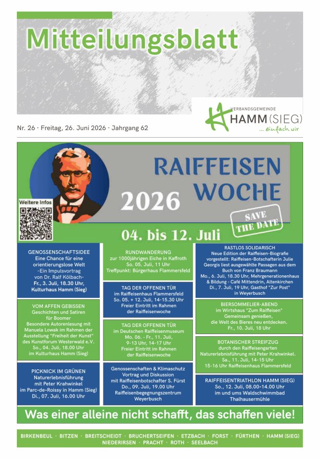 Mitteilungsblatt Hamm (Sieg) Titelblatt 26/2026