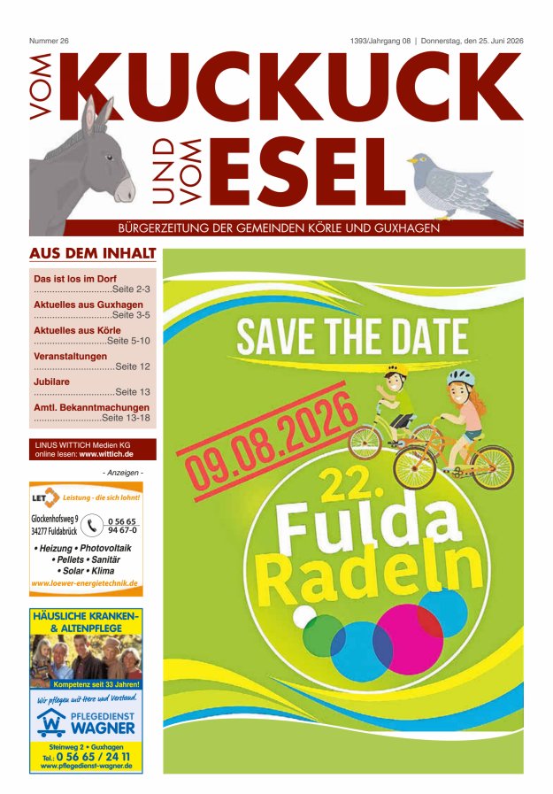 Vom Kuckuck und Esel (Guxhagen-Körle) Titelblatt 26/2026