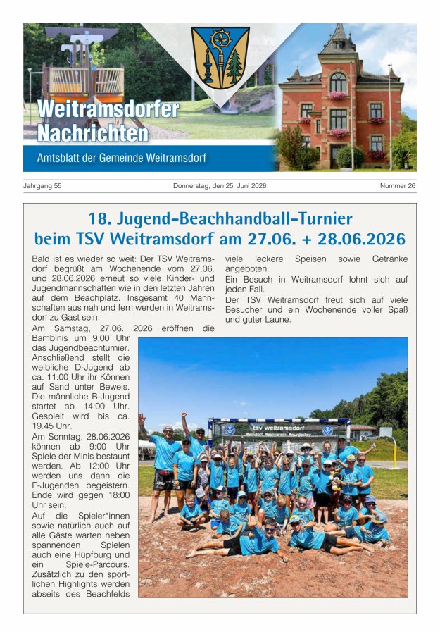 Weitramsdorfer Nachrichten Titelblatt 26/2026