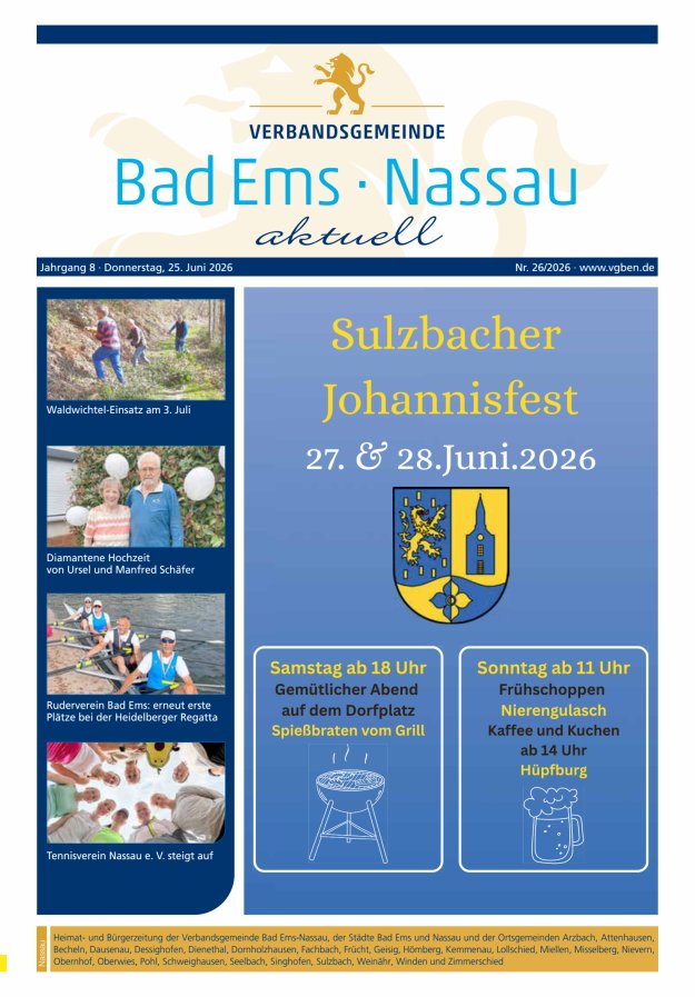 Bad Ems-Nassau aktuell Ausgabe Nassau Titelblatt 25/2026