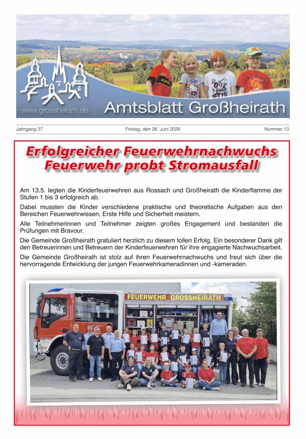 Amtsblatt Großheirath Titelblatt 13/2026