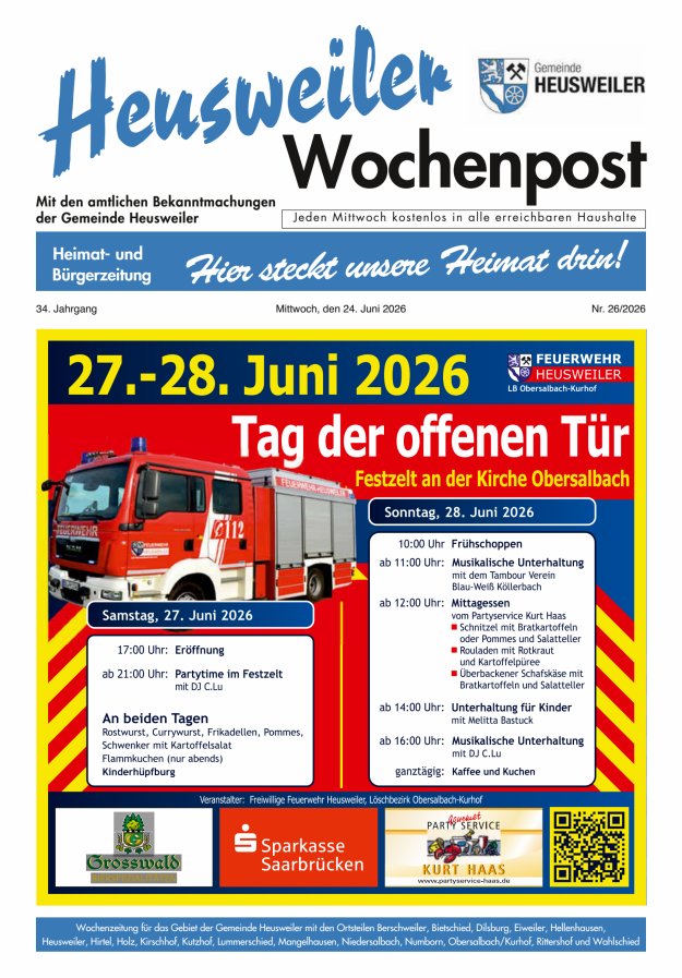 Heusweiler Wochenpost Titelblatt 26/2026