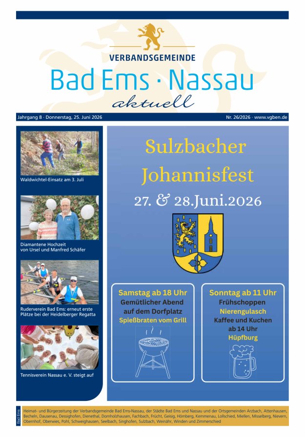 Bad Ems-Nassau aktuell Ausgabe Bad Ems Titelblatt 26/2026