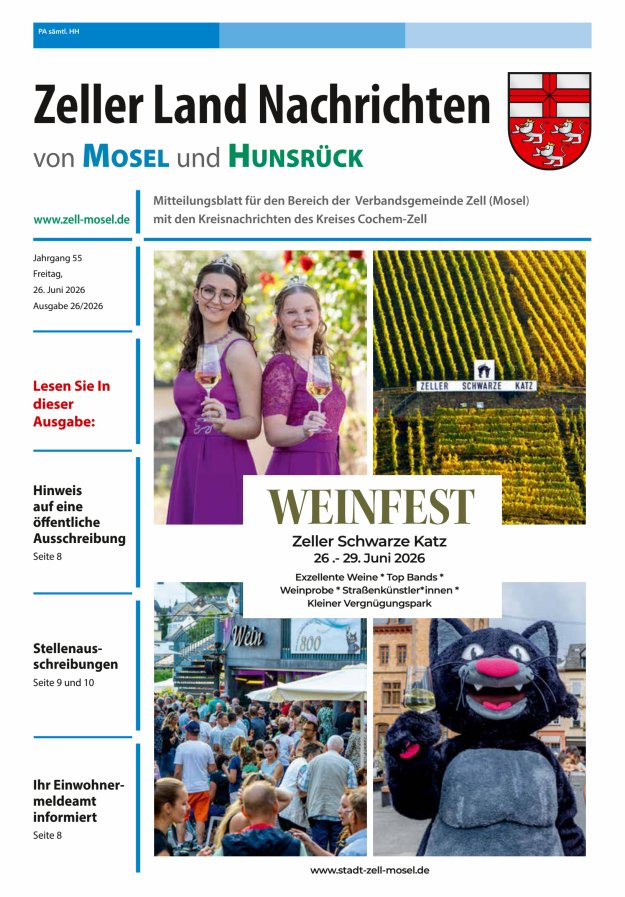 Zeller Land Nachrichten Titelblatt 26/2026