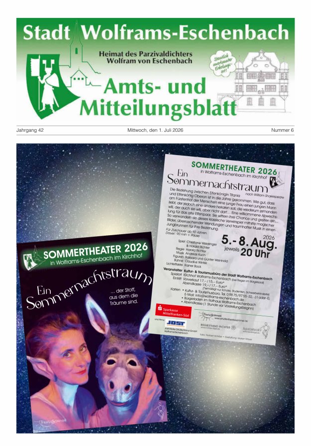 Amts- und Mitteilungsblatt Stadt Wolframs-Eschenbach Titelblatt 06/2026