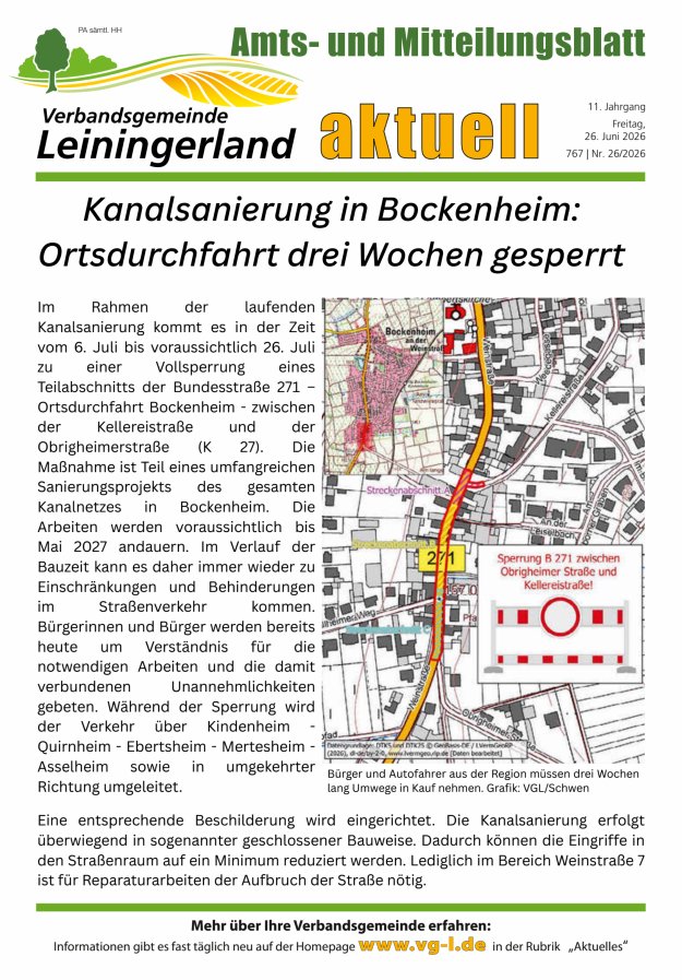 VG Leiningerland aktuell Titelblatt 26/2026