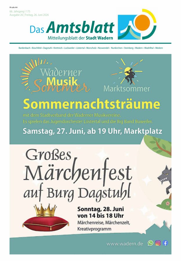 Stadt Wadern Titelblatt 26/2026