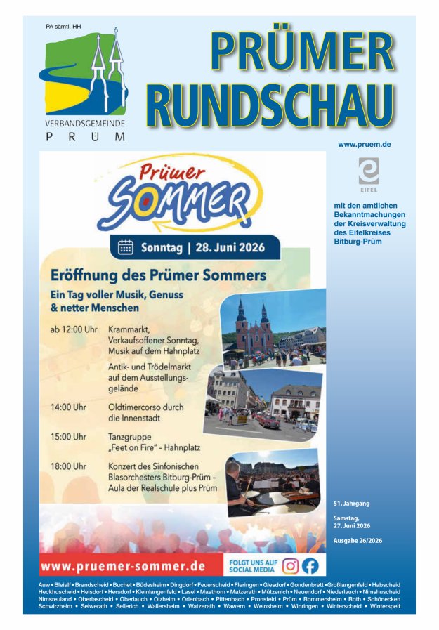 Prümer Rundschau Titelblatt 26/2026
