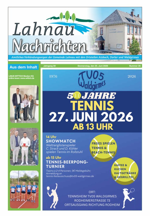 Lahnau Nachrichten Titelblatt 26/2026