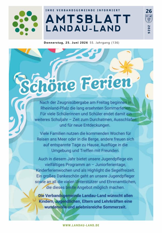 Amtsblatt VG Landau-Land Titelblatt 26/2026