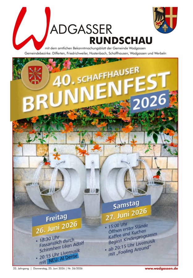 Wadgasser Rundschau Titelblatt 26/2026