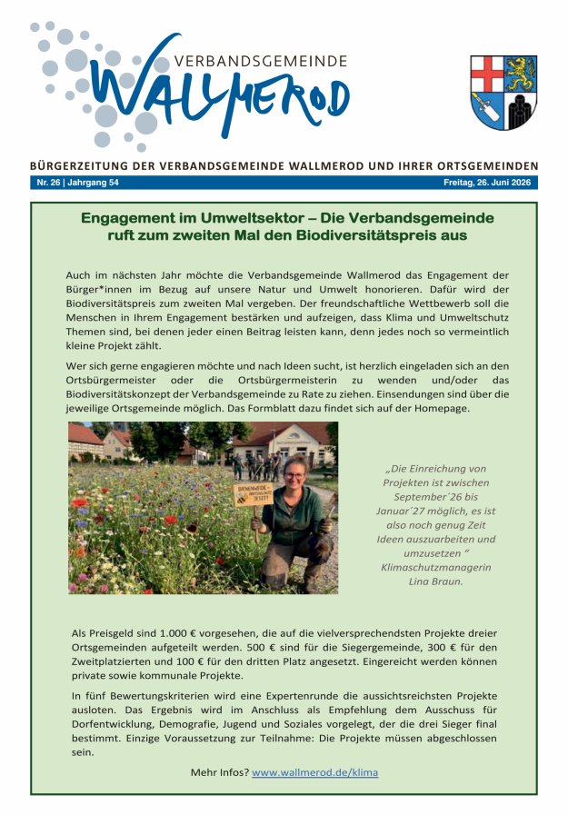 Wir über uns - Verbandsgemeinde Wallmerod Titelblatt 26/2026