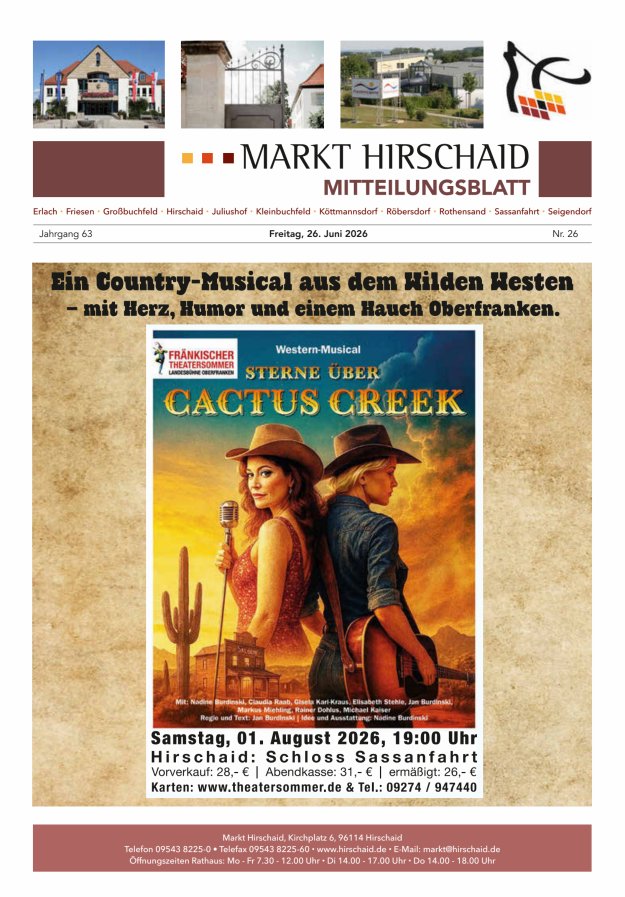 Mitteilungsblatt Markt Hirschaid Titelblatt 26/2026