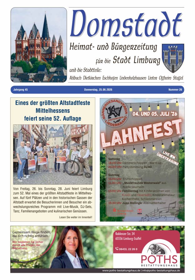 Domstadt - Heimat- und Bürgerzeitung für die Stadt Limburg Titelblatt 26/2026